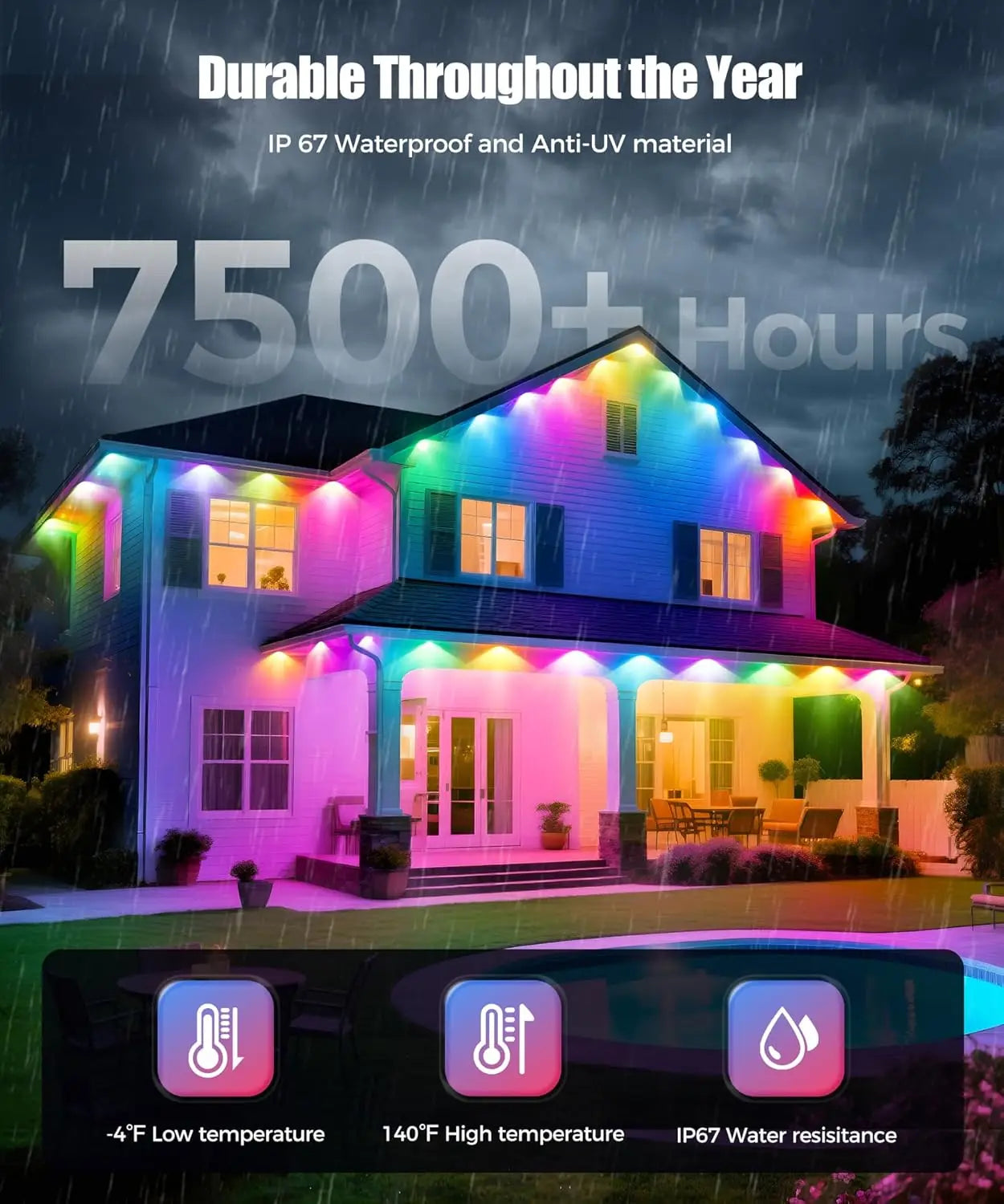 LED Outdoor String Light for Christmas, New Years, Halloween